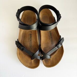 Birkenstock Yara Black Oiled Leather Ankle Strap Sandals Women’s Size 7